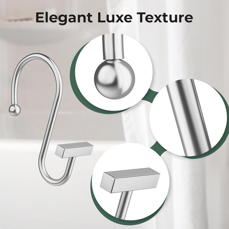 Bathway Shower Curtain Hooks, Chrome Shower Curtain Rings Rust Proof, 12PCS Shower Hooks for Shower Curtain, T-Bar Design Convenient Elegant Shower Curtain Hangers for Bathroom Kitchen Wardrobe - Image 3